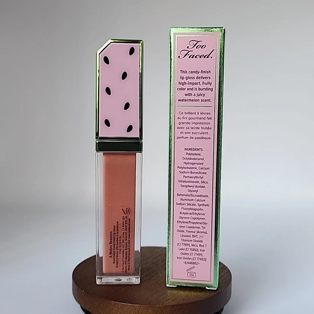 Too Faced Juicy Fruits Watermelon Candy Finish Lip Gloss - A Melon Reasons - Picture 5 of 8